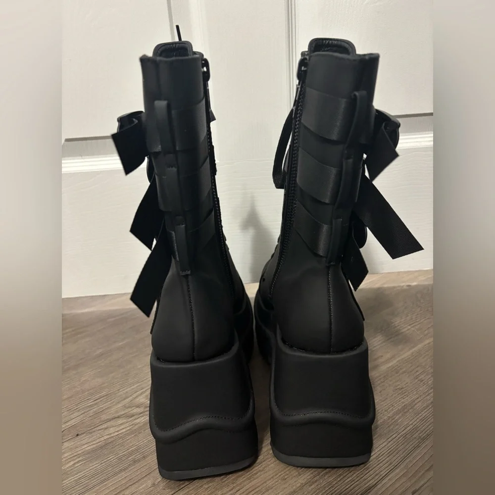 Dolls Kill / Current Mood Mad Hustle Wedge Platform Boots - Picture 4 of 9